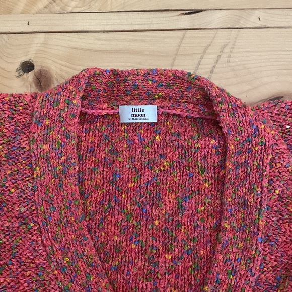 Aritzia Little Moon Bonbon  Cardigan in Bright Pink Rainbow - Picture 2 of 3